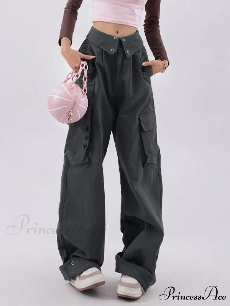 Buttoned Green Graceful Baggy Boyfriend Jeans - Image 5