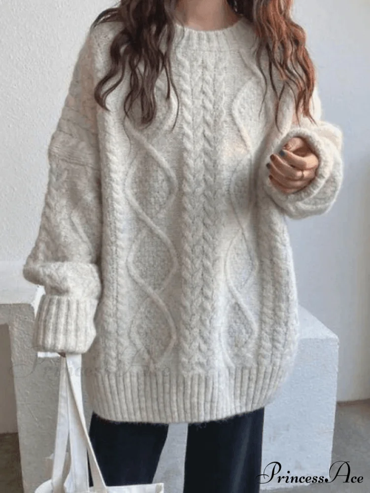 Cable Knit Graceful Cropped Sweater - Image 2