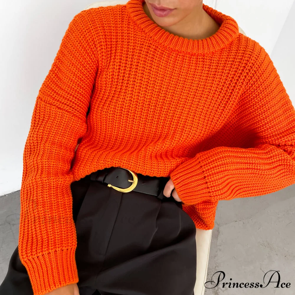 Candy Color Crewneck Pullover Modern Sweater - Light Blue - Image 2