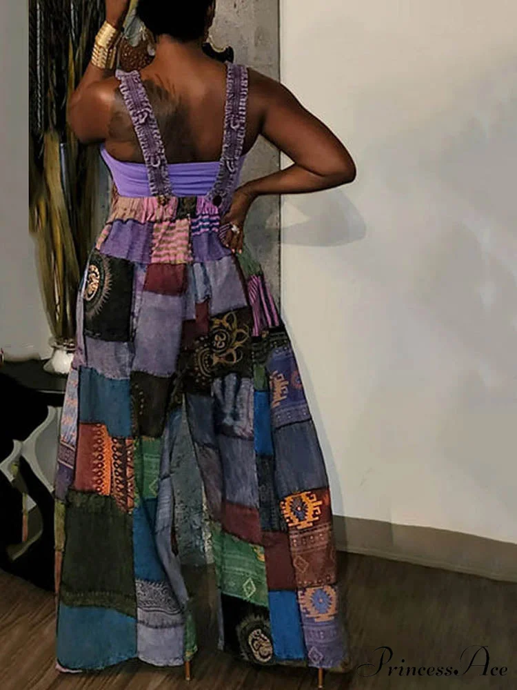 Casual Map Print Trendy Spaghetti Strap Maxi Dress - Image 4