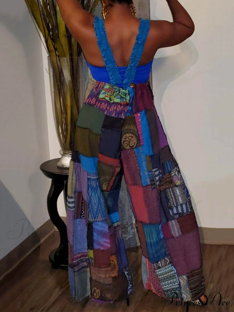 Casual Map Print Trendy Spaghetti Strap Maxi Dress - Image 6