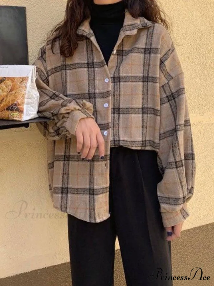 Checkered Long Graceful Sleeve Blouse - Image 13