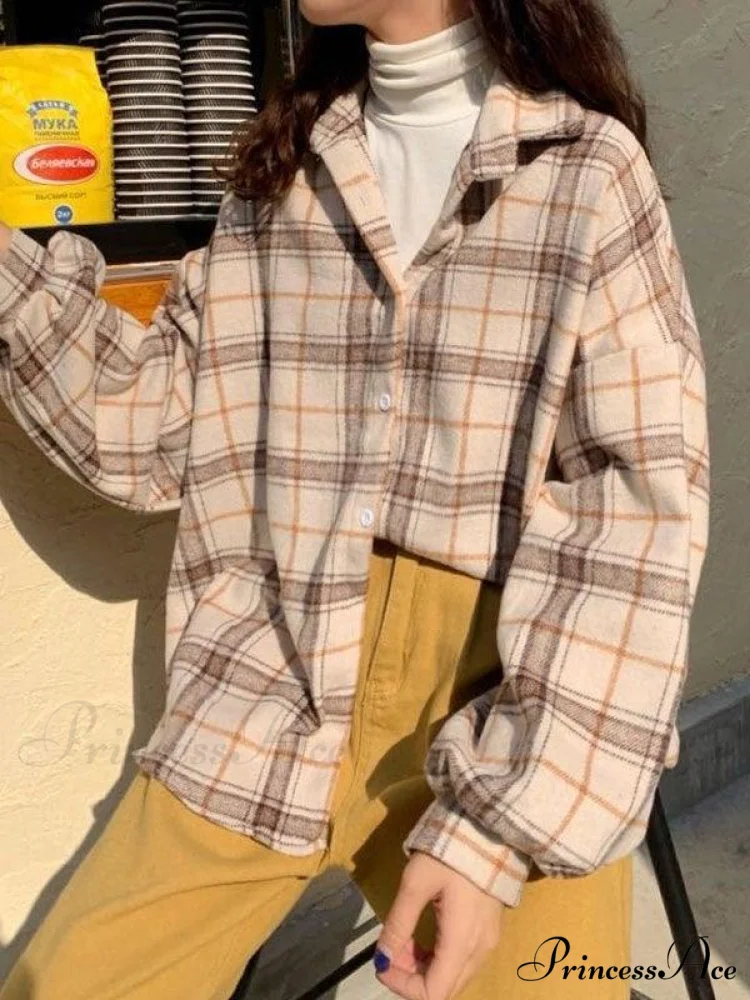 Checkered Long Graceful Sleeve Blouse - Image 3