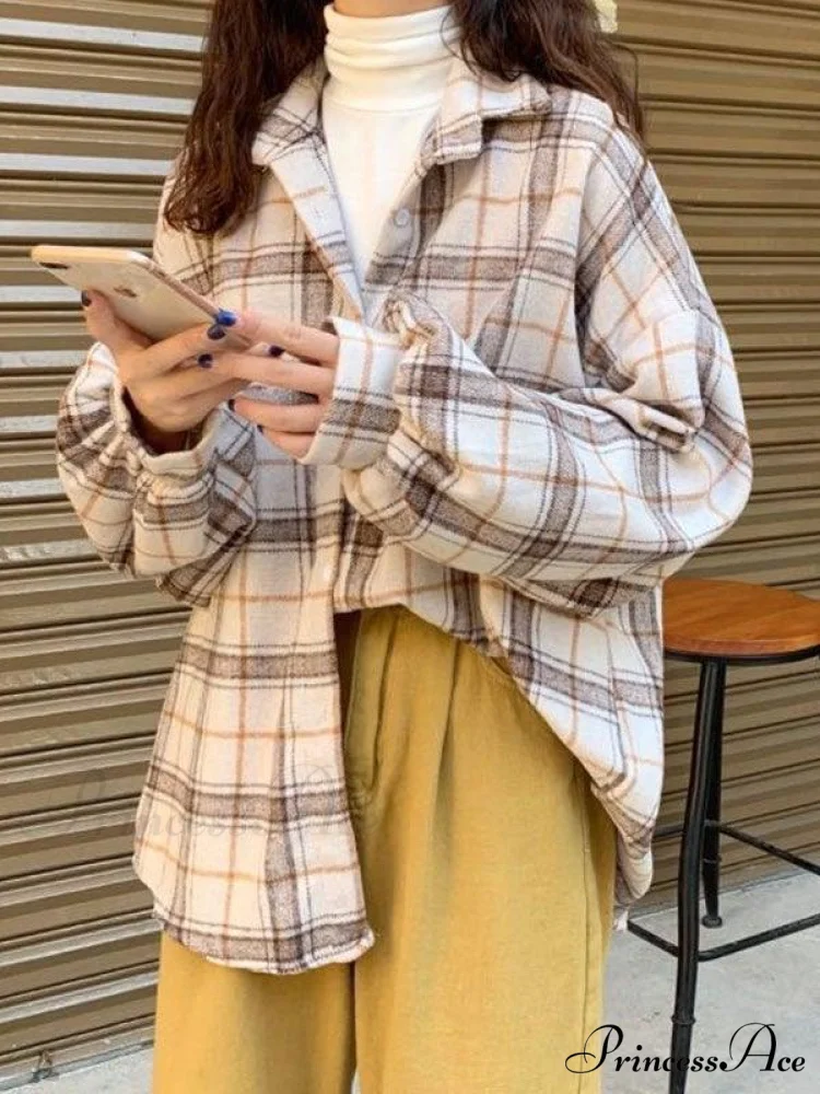 Checkered Long Graceful Sleeve Blouse - Image 4
