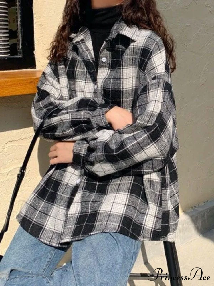 Checkered Long Graceful Sleeve Blouse - Image 9