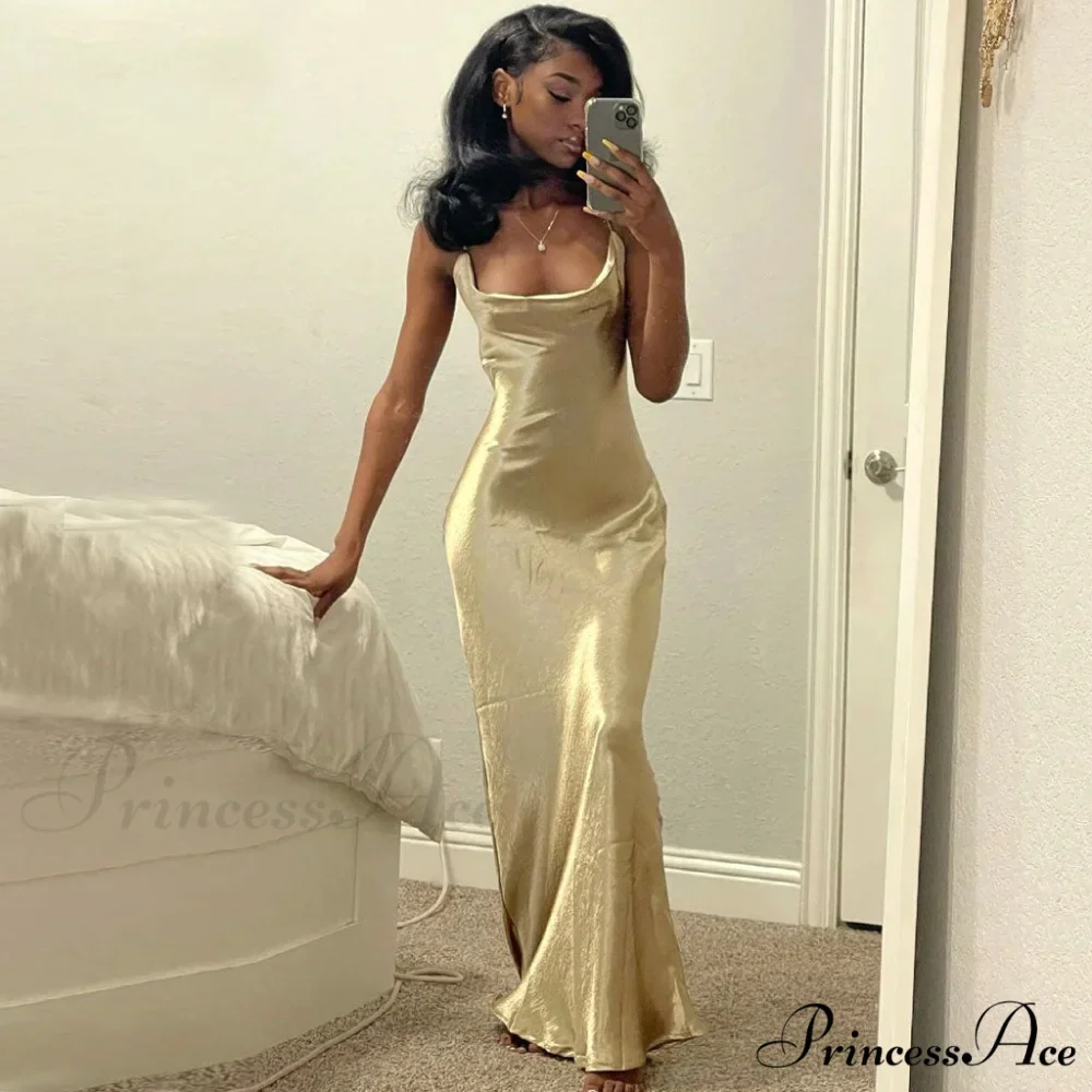 Classy Cowl Neck Tie String Classic Silky Slip Maxi Dress - Image 2