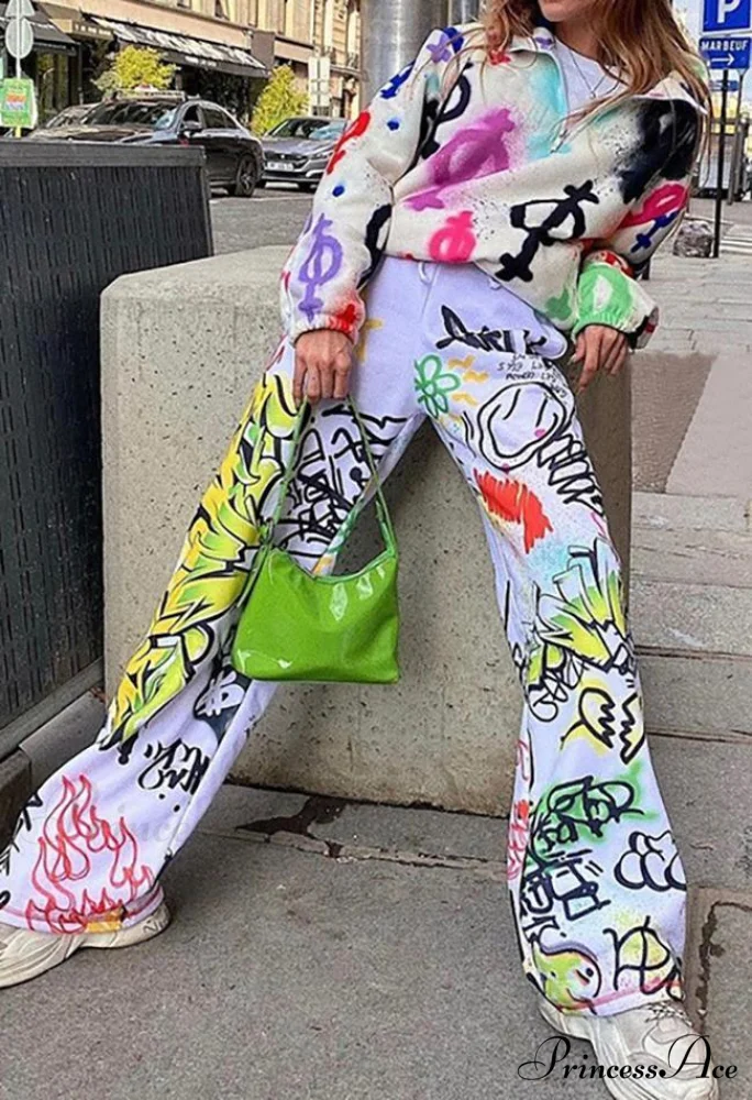 Graffiti Print Graceful Bodycon Maxi Dress - Image 2