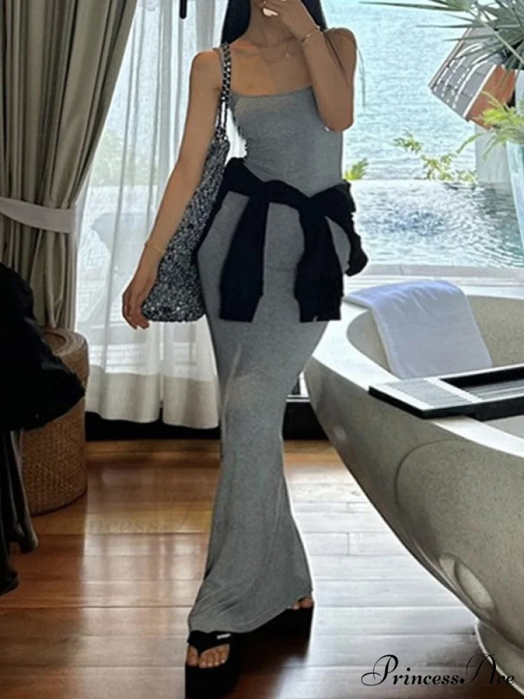 Gray Pointelle Graceful Knit Long Top - Image 3