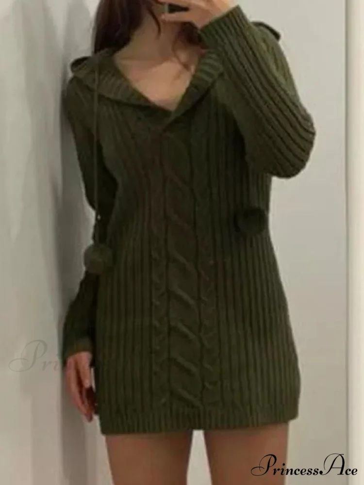 Green Halter Graceful Knitted Mini Dress - Image 2