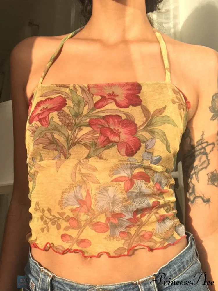 Halter Letter Heart Trendy Print Crop Top - Image 2