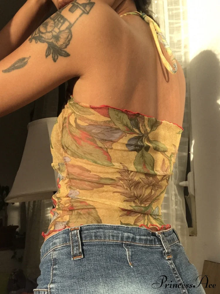 Halter Letter Heart Trendy Print Crop Top - Image 3