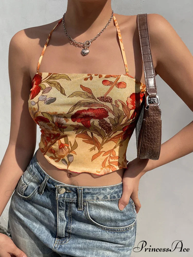Halter Letter Heart Trendy Print Crop Top - Image 4