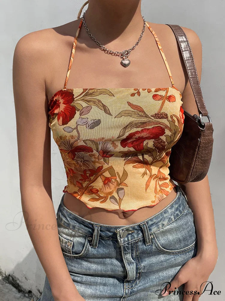 Halter Letter Heart Trendy Print Crop Top - Image 5