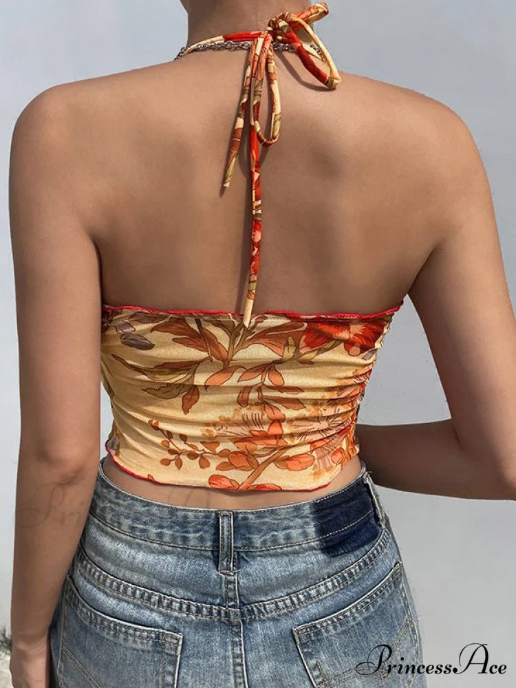 Halter Letter Heart Trendy Print Crop Top - Image 7