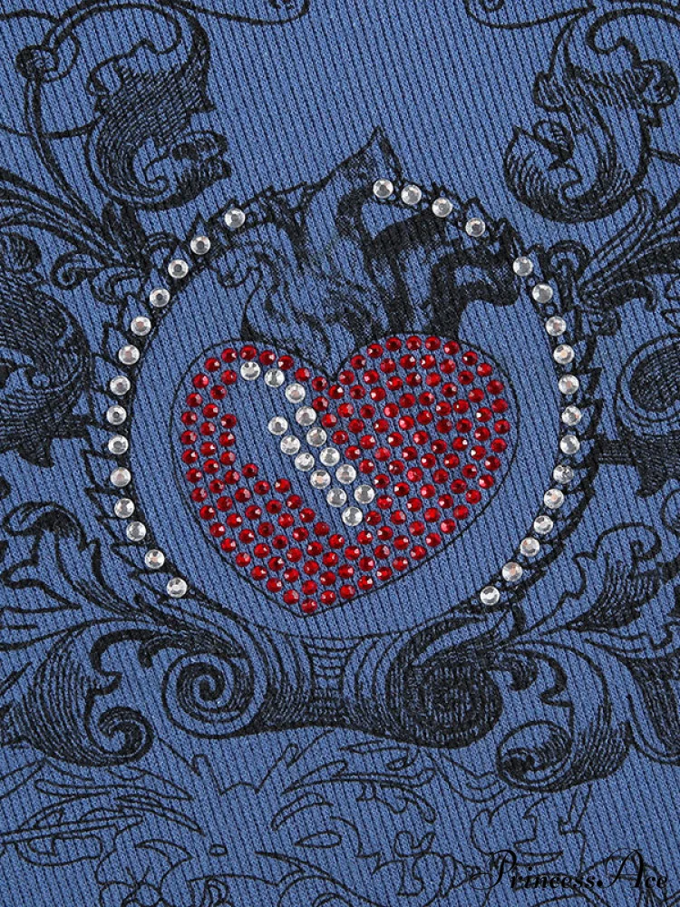 Heart Print Graceful White Crop Top - Image 12