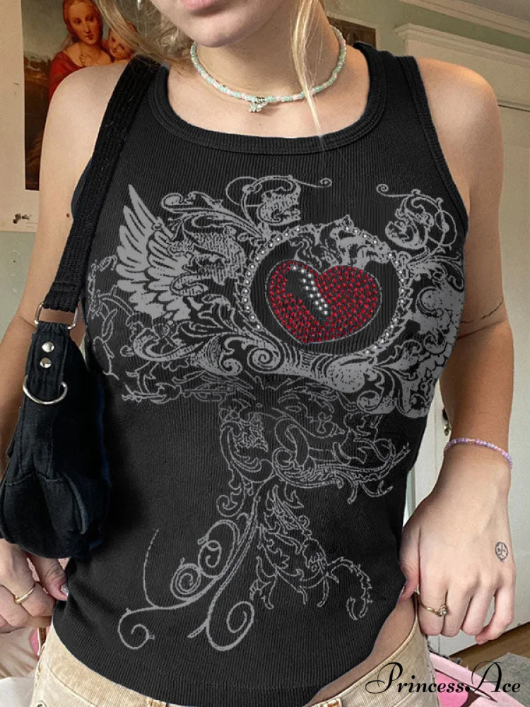 Heart Print Graceful White Crop Top - Image 2