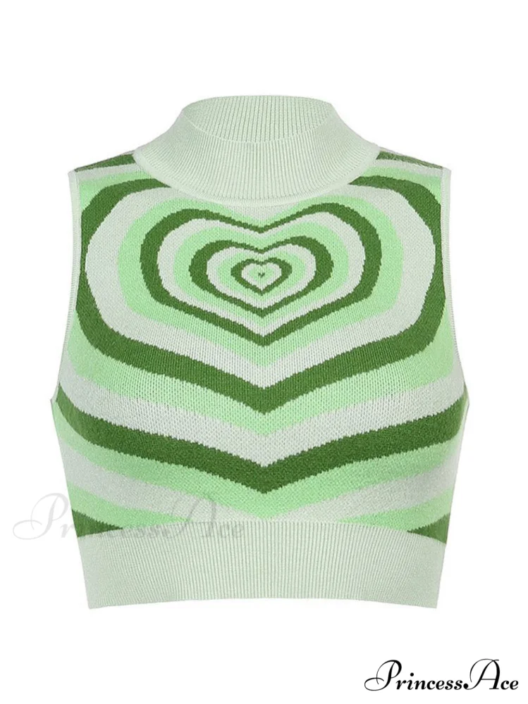 Heart Rhinestone Rib Trendy Crop Tank Top - Image 11