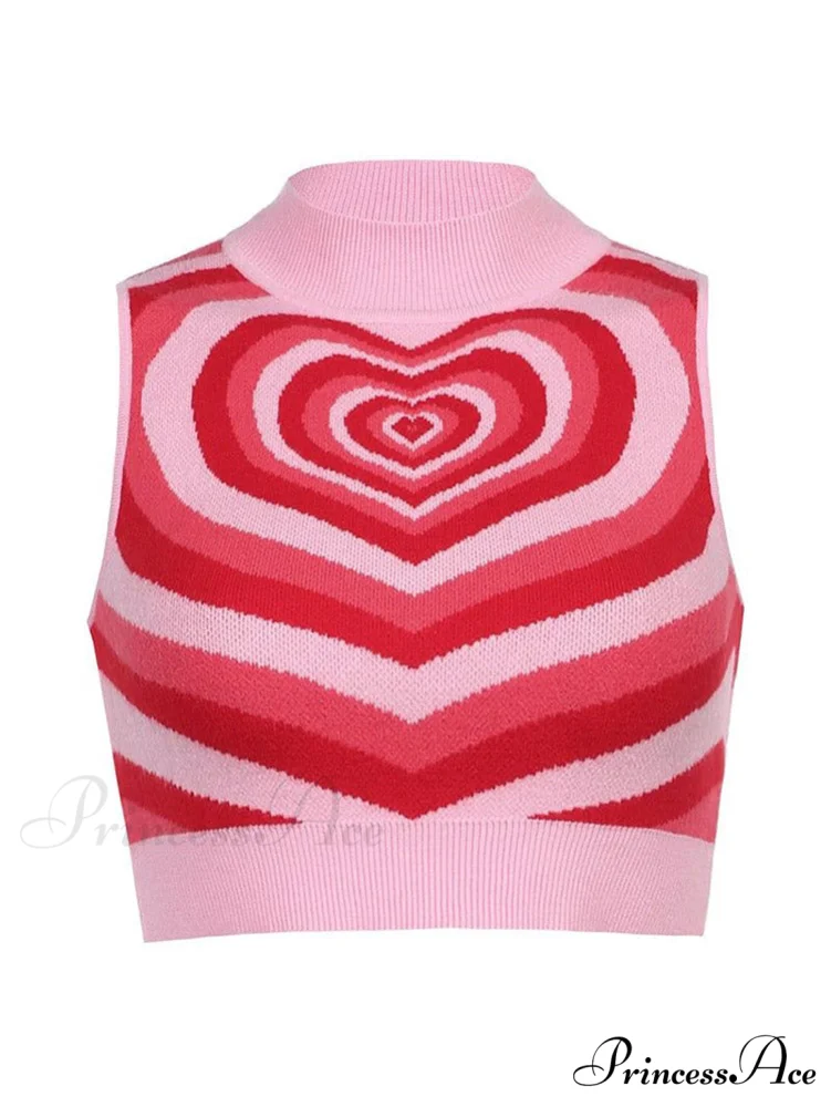 Heart Rhinestone Rib Trendy Crop Tank Top - Image 4