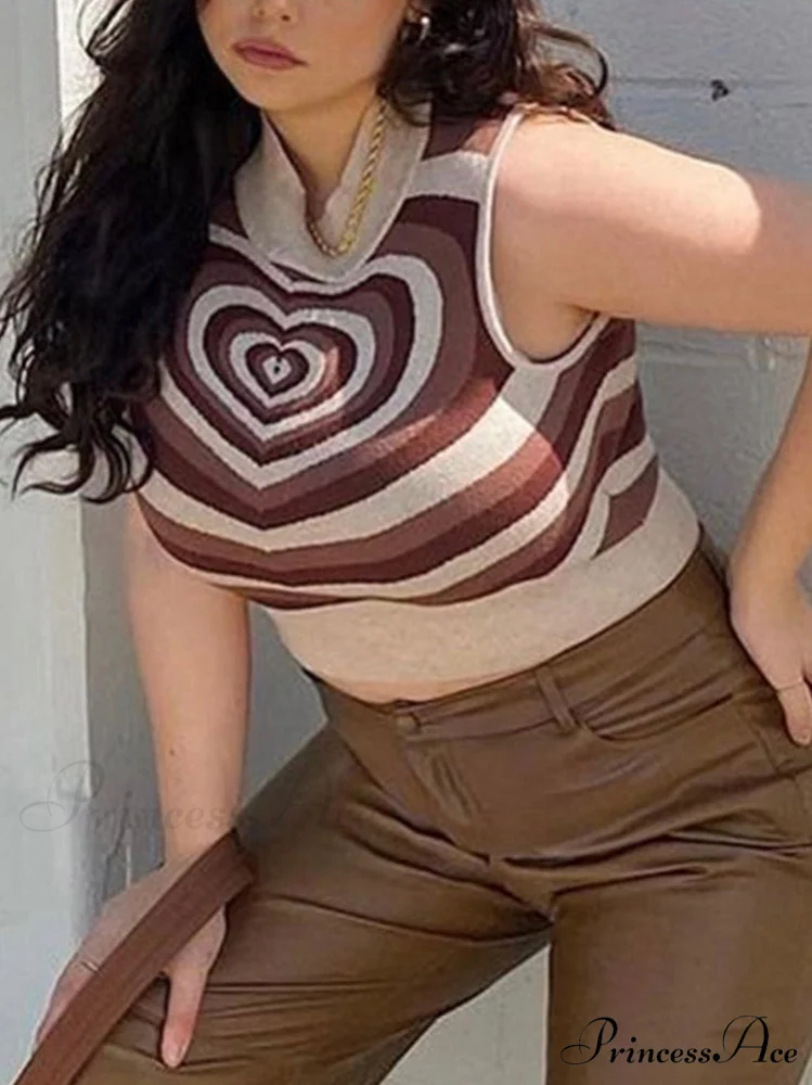 Heart Rhinestone Rib Trendy Crop Tank Top - Image 9