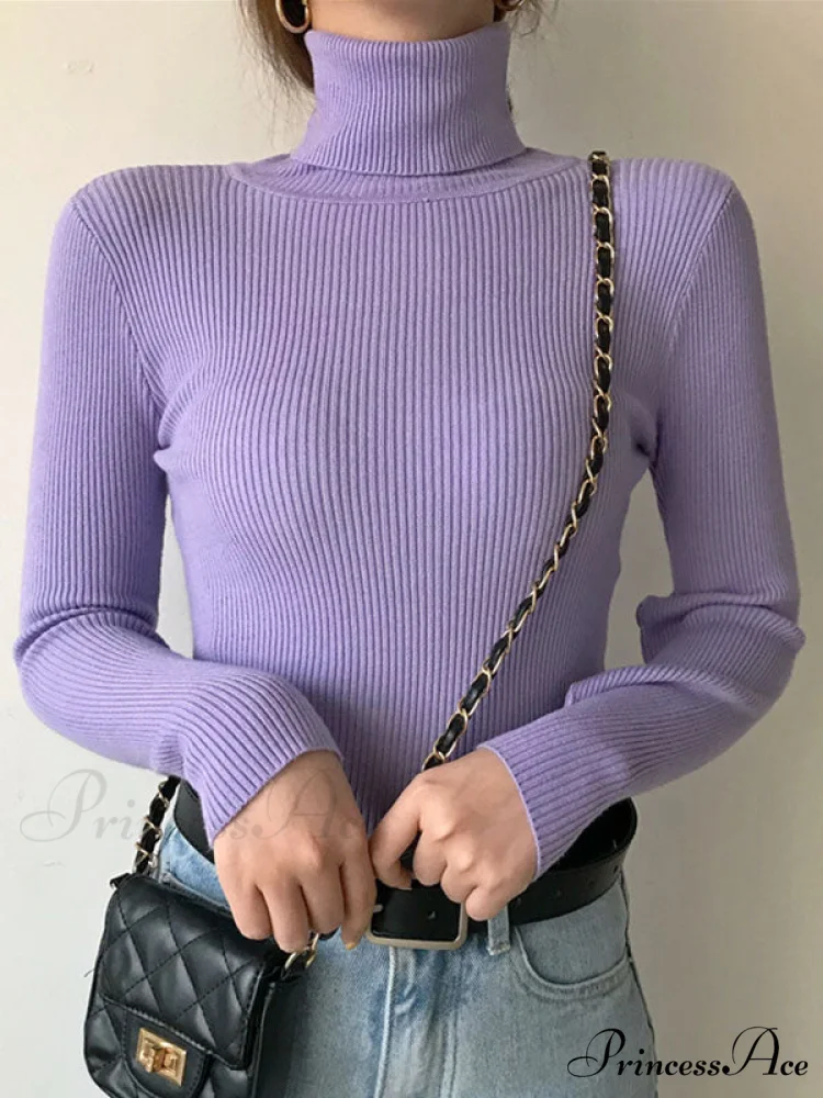 High Neck Bell Sleeve Sweater Wide Sophisticated Leg Pants Matching Set - Royal Blue - Image 10