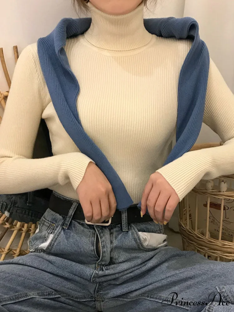 High Neck Bell Sleeve Sweater Wide Sophisticated Leg Pants Matching Set - Royal Blue - Image 29