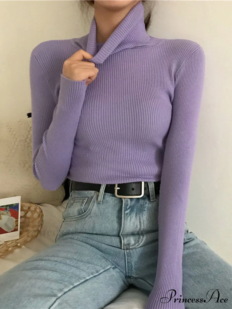 High Neck Bell Sleeve Sweater Wide Sophisticated Leg Pants Matching Set - Royal Blue - Image 39