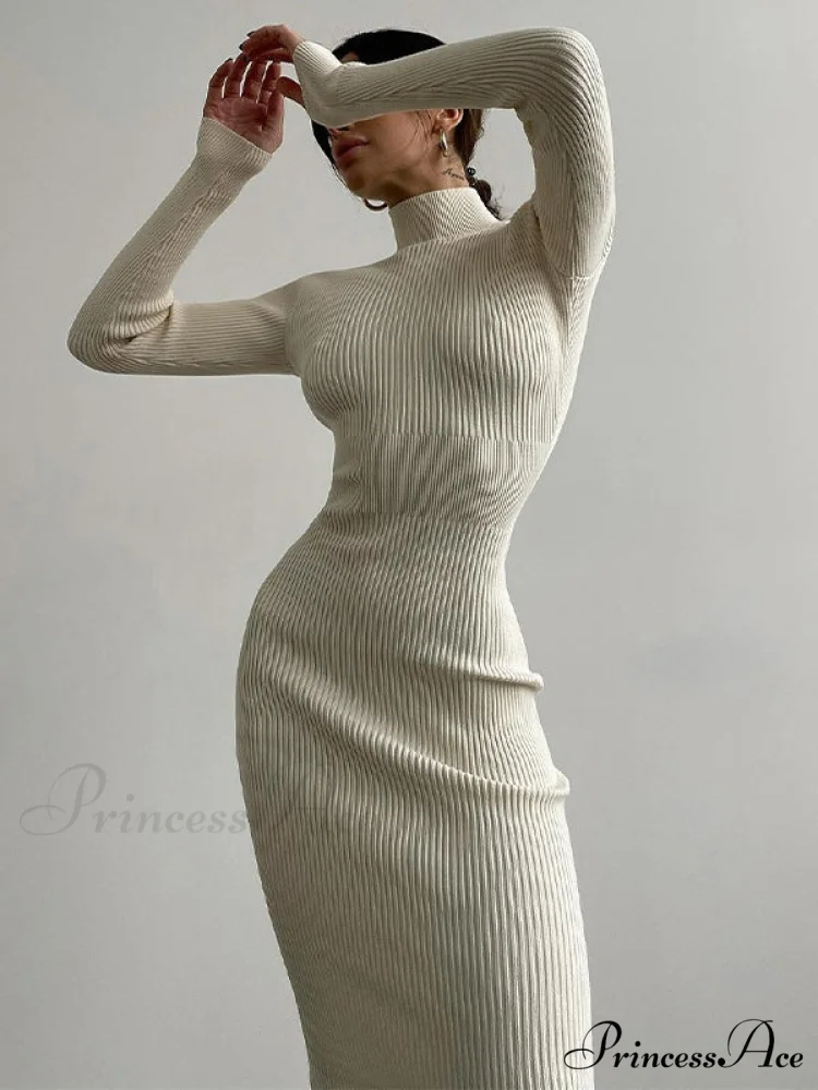 High Neck Rib Knit Pullover Sweater Sophisticated Wide Leg Pants Matching Set - Red - Image 3