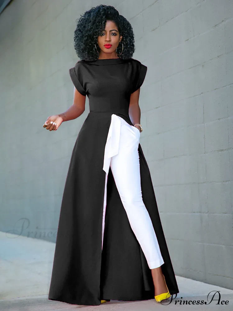 High Split Sleeveless Evening Modern Maxi Dress - White - Image 2