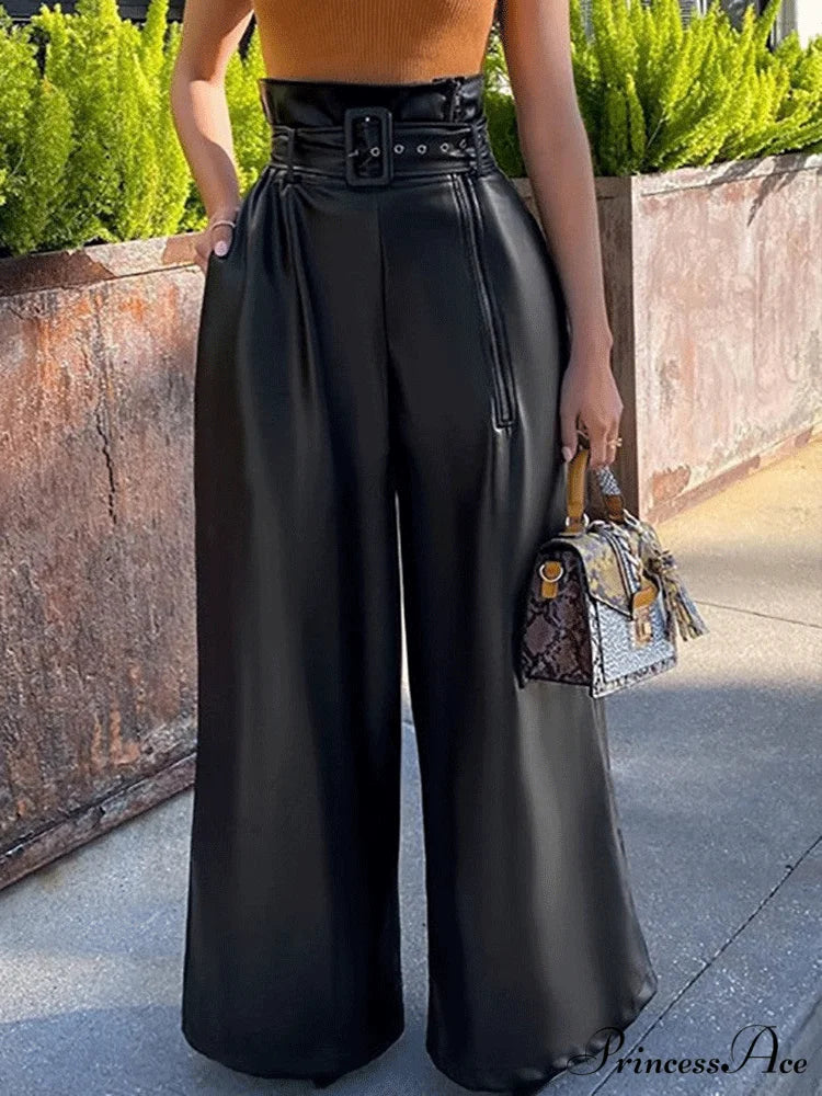 High Waist Pocket Trendy Straight Leg Pants - Image 4