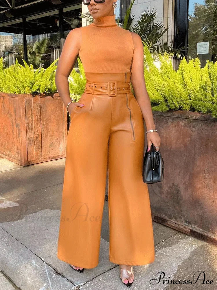 High Waist Pocket Trendy Straight Leg Pants - Image 9