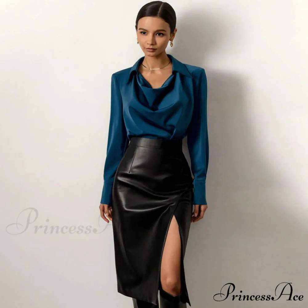 High Waist Graceful Solid Straight Pants - Image 2