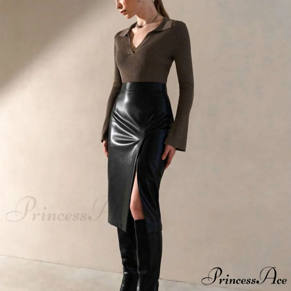 High Waist Graceful Solid Straight Pants - Image 3