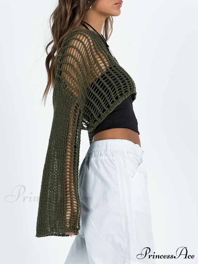 Hollow Out Crochet Trendy Cover Up Maxi Dress - Image 3