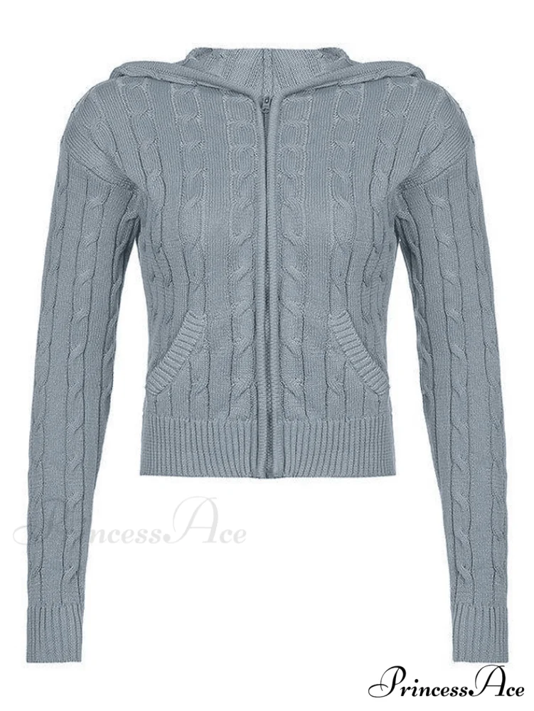 Hooded Button Graceful Front Knit Cardigan - Image 11