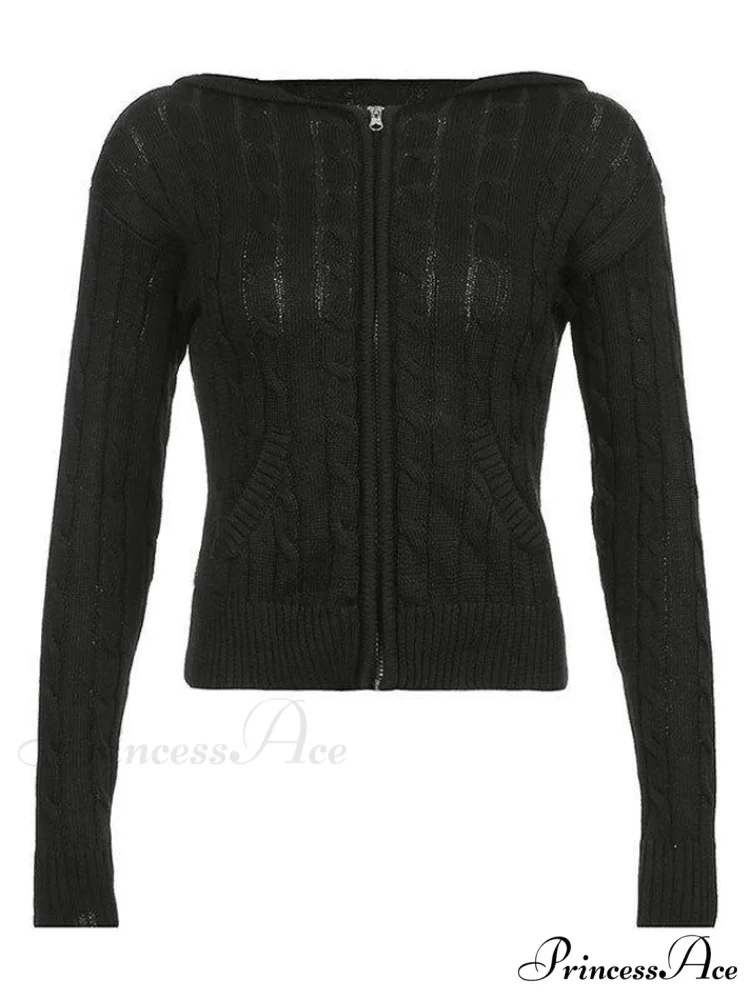 Hooded Button Graceful Front Knit Cardigan - Image 3
