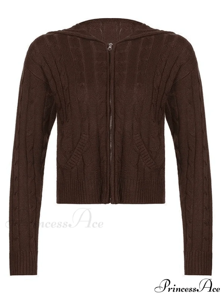 Hooded Button Graceful Front Knit Cardigan - Image 5