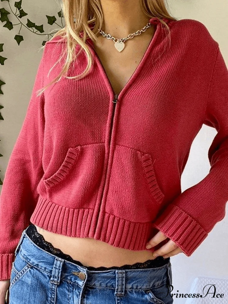 Hooded Crochet Knit Trendy Cropped Tank Top - Image 14