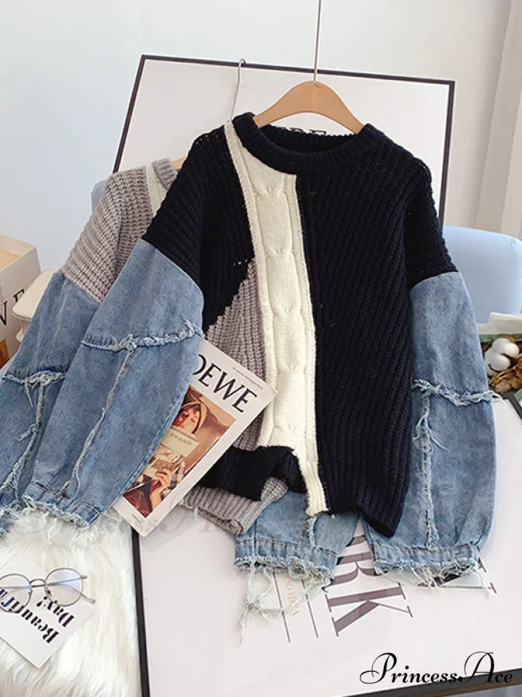Knitted Color Block Turtleneck Modern Long Sleeve Sweater - Pink - Image 7