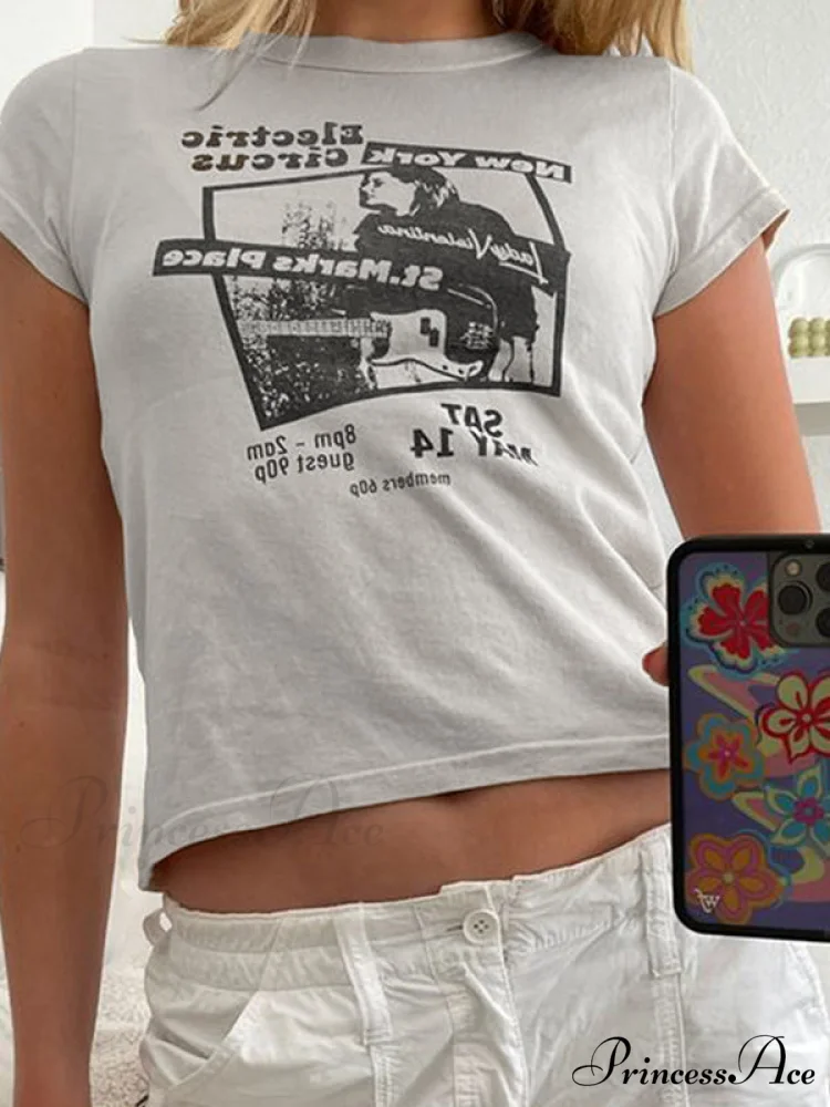 90s Short Sleeve Trendy Crop Blouse - Black - Image 3