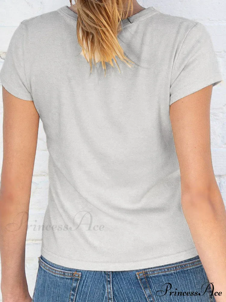 90s Short Sleeve Trendy Crop Blouse - Black - Image 5