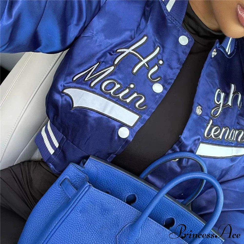 Active Letter Print Cropped Varsity Classic Bomber Jacket - Emerald Green - Image 3
