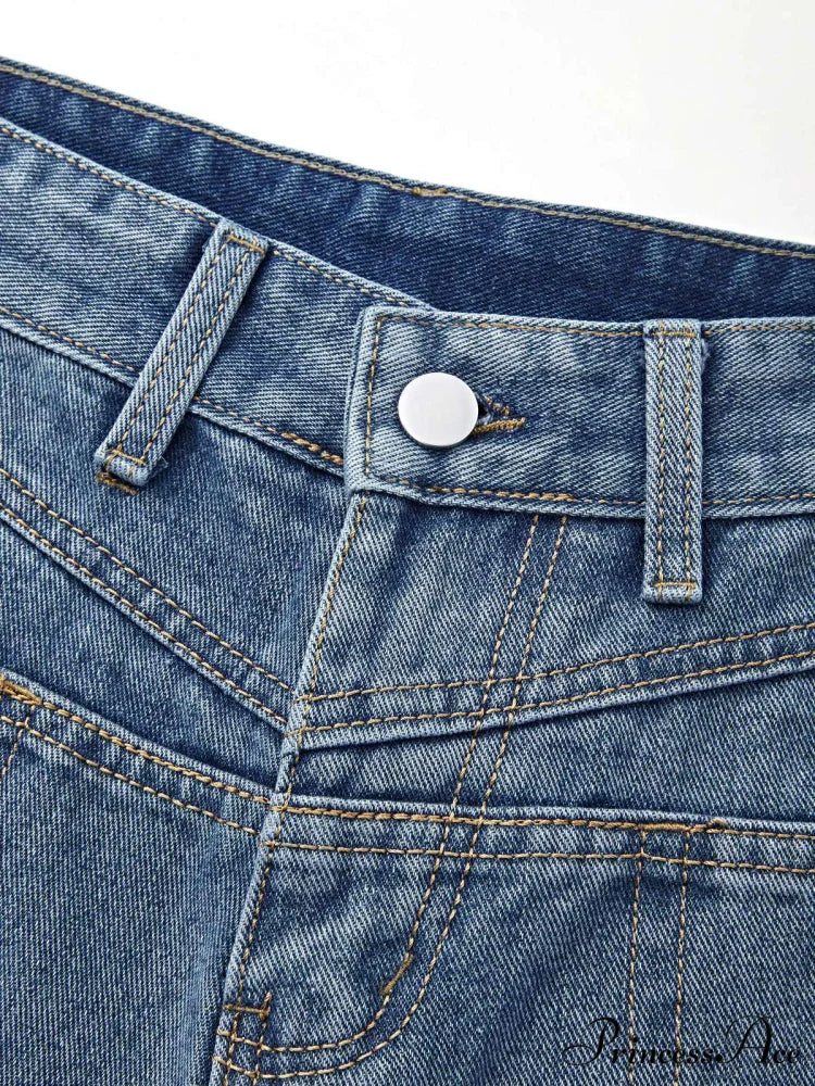 Blue Denim Graceful Cargo Mini Skirt - Image 4