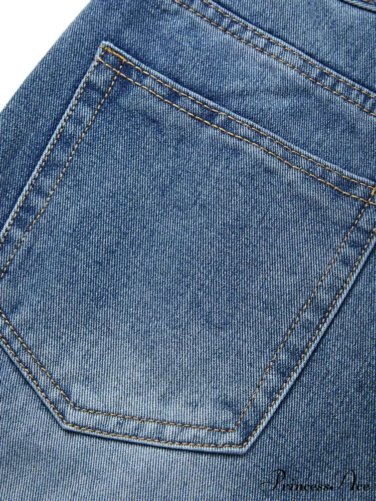 Blue Denim Graceful Cargo Mini Skirt - Image 6