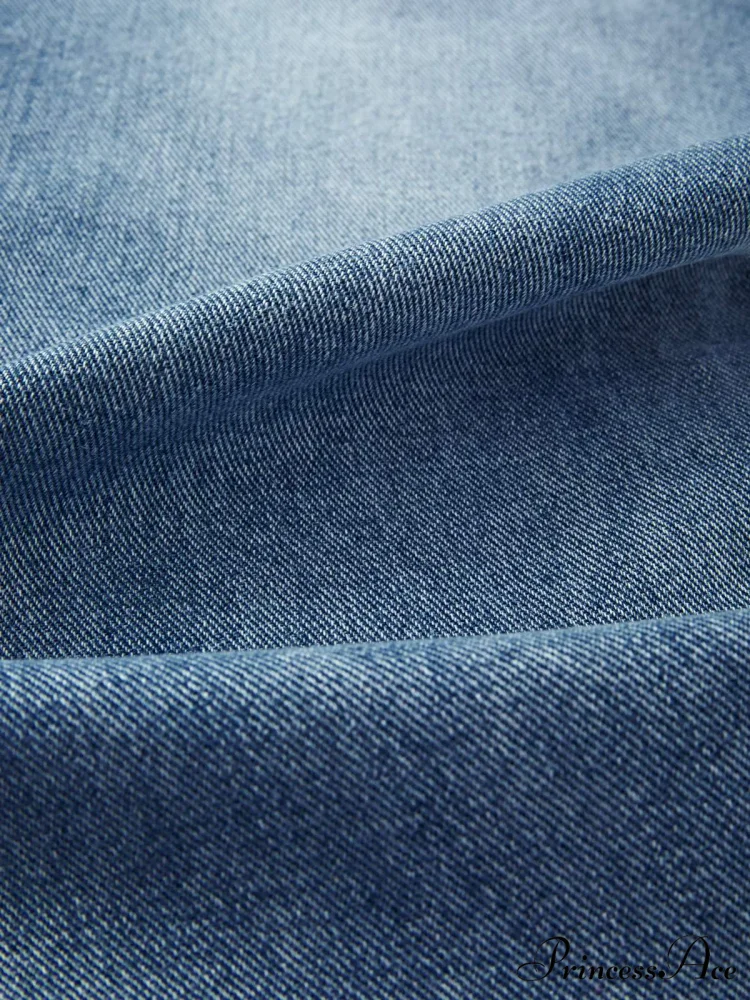 Blue Denim Graceful Cargo Mini Skirt - Image 7