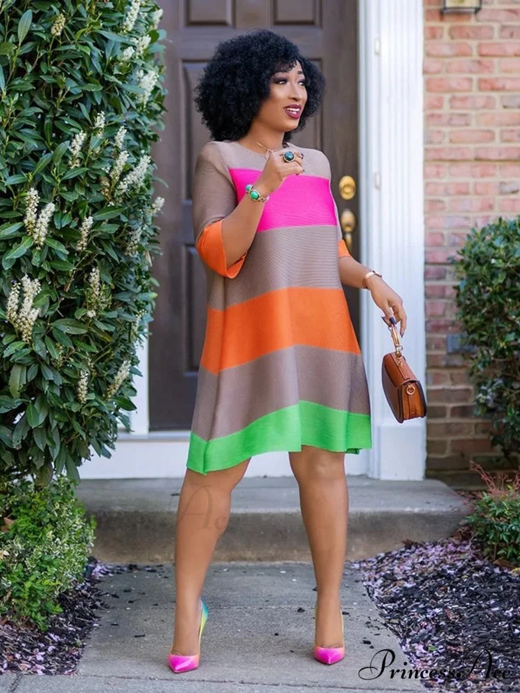 Color Block Graceful Loose Fuzzy Coat - Image 2