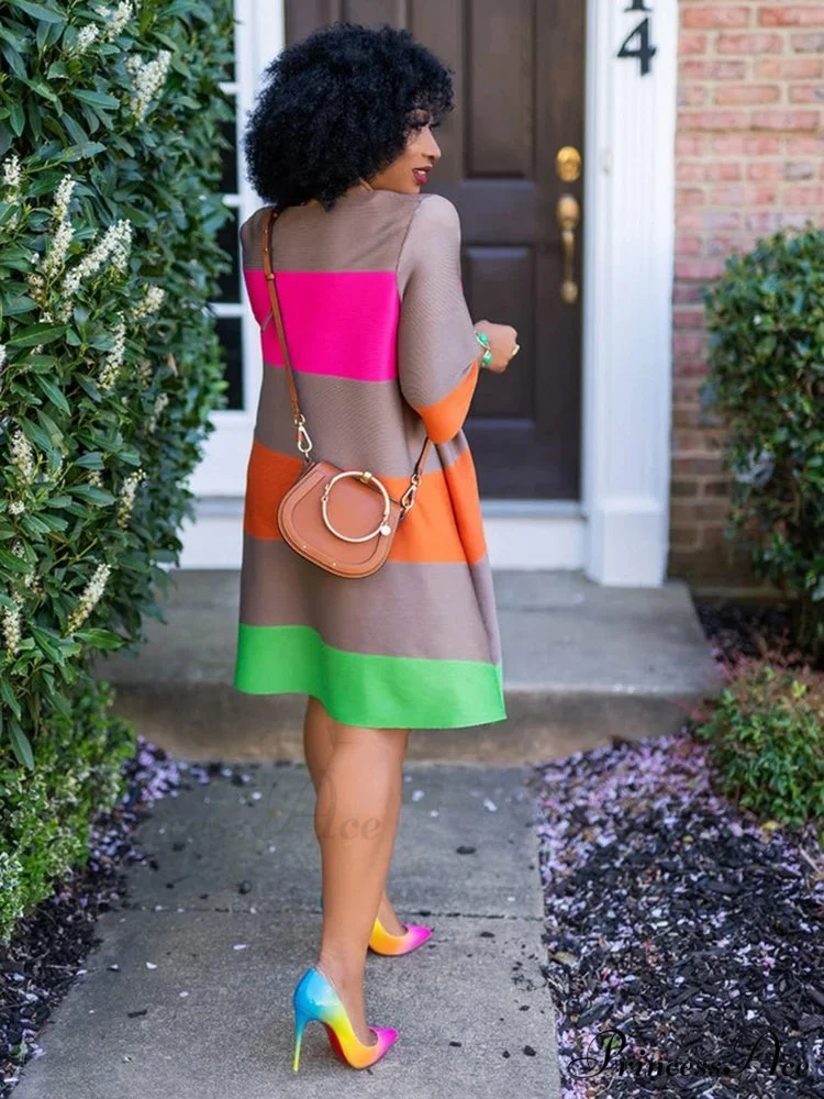 Color Block Graceful Loose Fuzzy Coat - Image 4