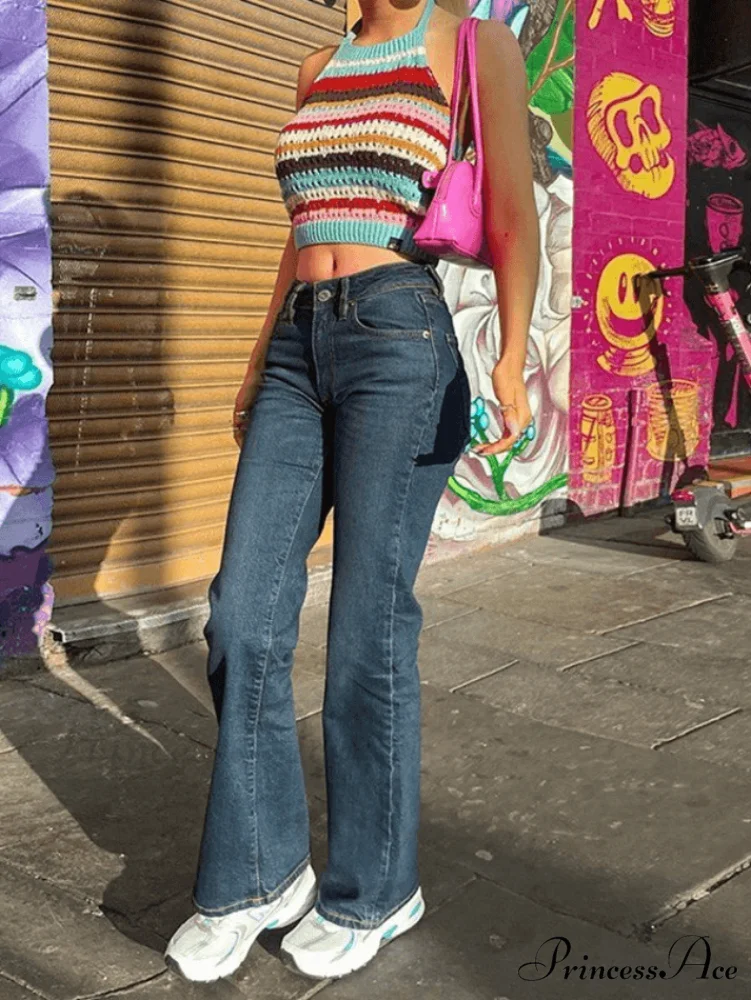 Color Block Graceful Splicing Skinny Jeans - Image 3
