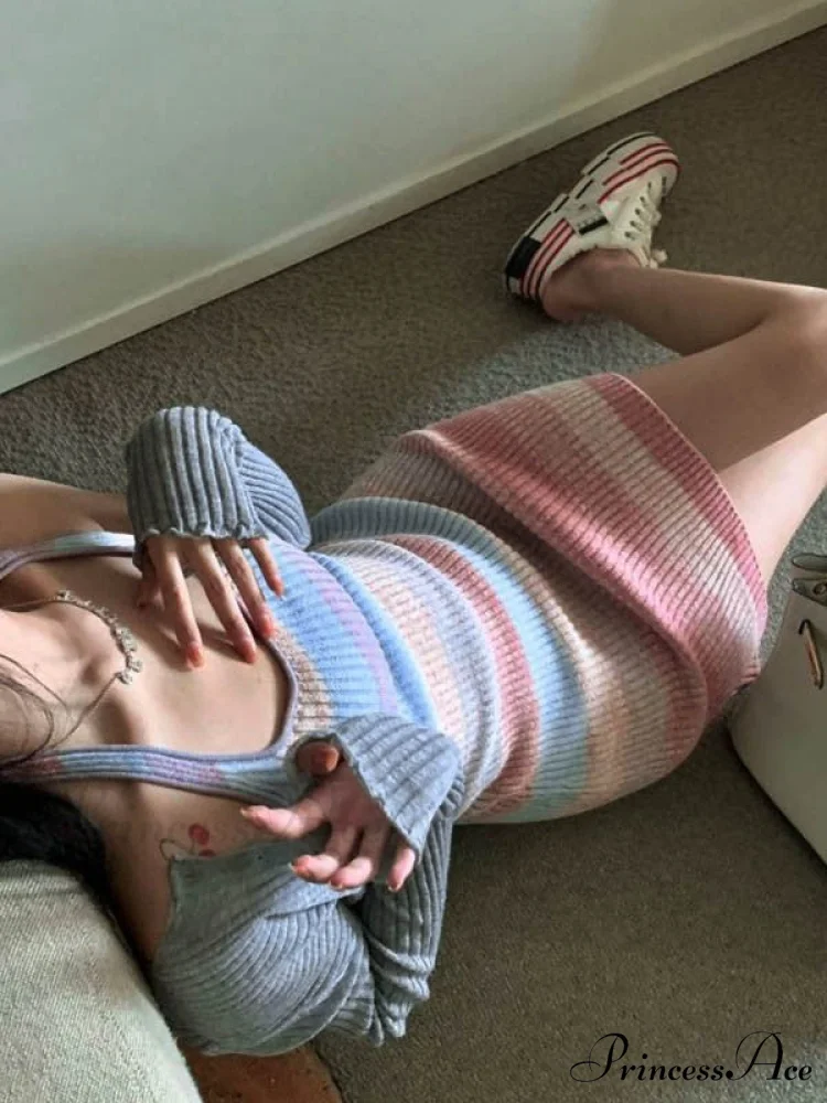 Color Block Graceful Striped Fleece Cardigan - Image 4