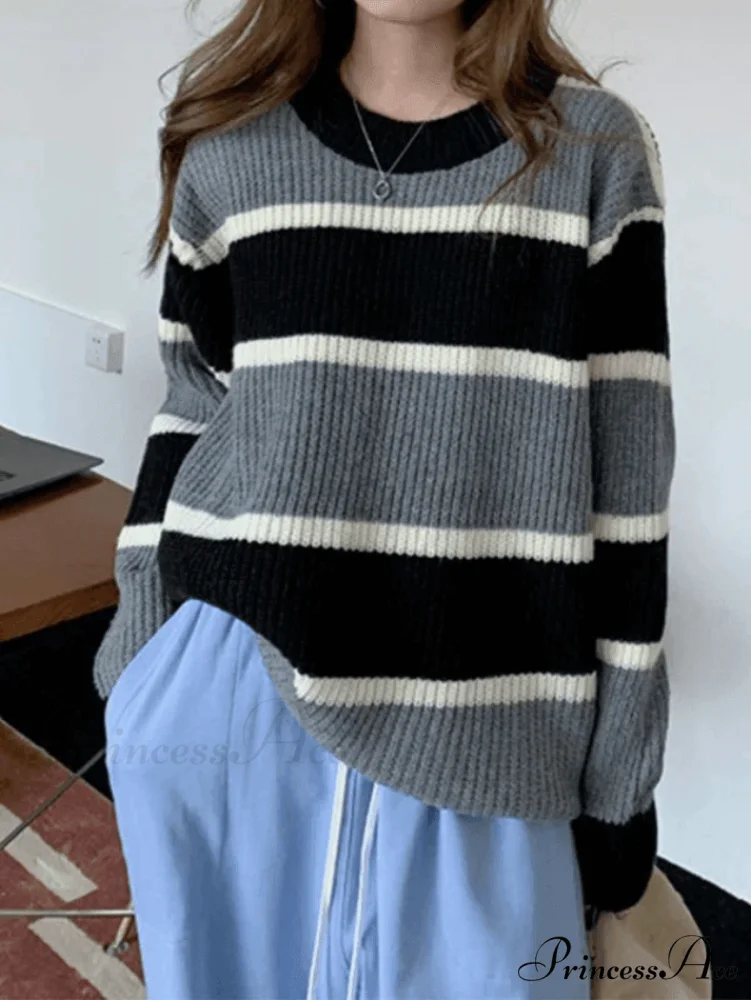 Color Block Striped Trendy Knit Crop Top - Image 12