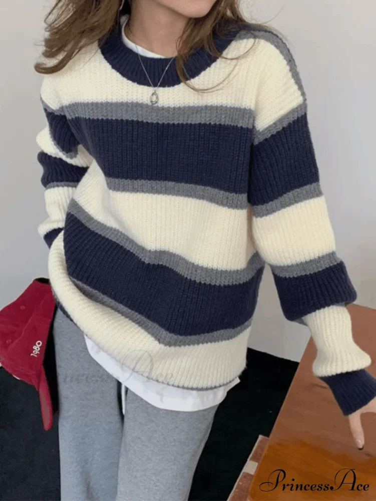 Color Block Striped Trendy Knit Crop Top - Image 4
